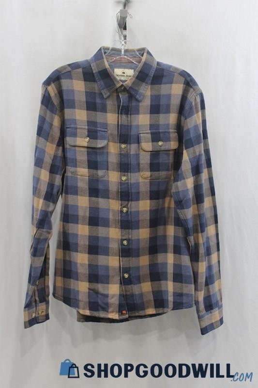 The Normal Brand Men's Brown/Blue Plaid Button Up Shirt SZ M