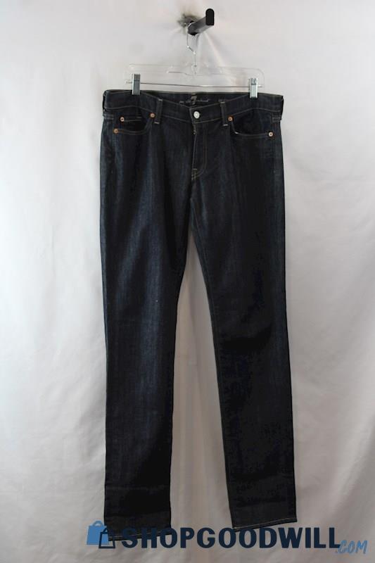 7 For All Man Kind Women's Dark Blue Straight Leg Twill Jean SZ 32