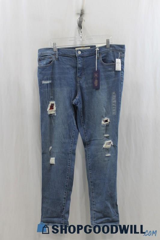 NWT Gap Womens Blue Distressed Slim Ankle Jeans Sz 33