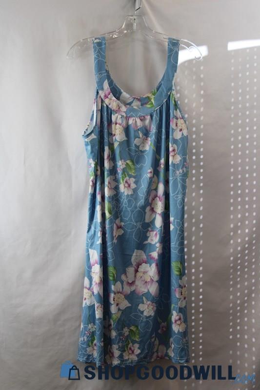 NWT Blue Time Women's Baby Blue/Purple Floral Scoop Neck Tank Dress sz 2X