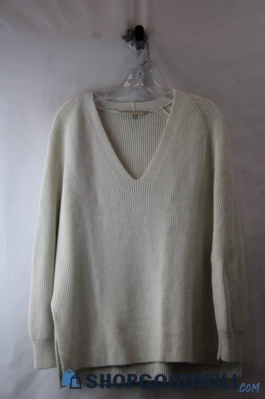 NWT Athleta Women's Ivory V Neck Ribbed Sweater SZ XS