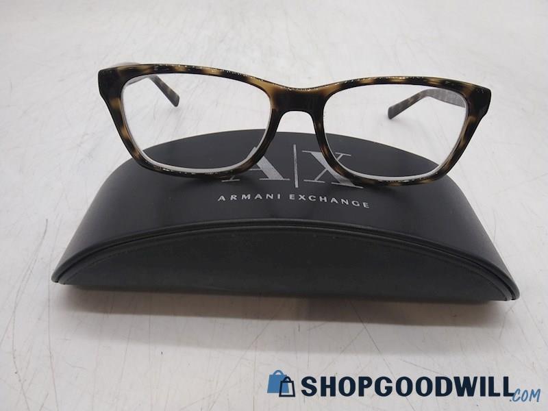 Armani Exchange Dark Brown Tortoise Plastic Square Prescription Eyeglasses 