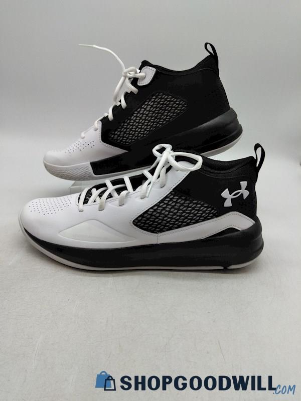 Under Armour Men's White/Black Lockdown 5 Basketball Shoe SZ 10