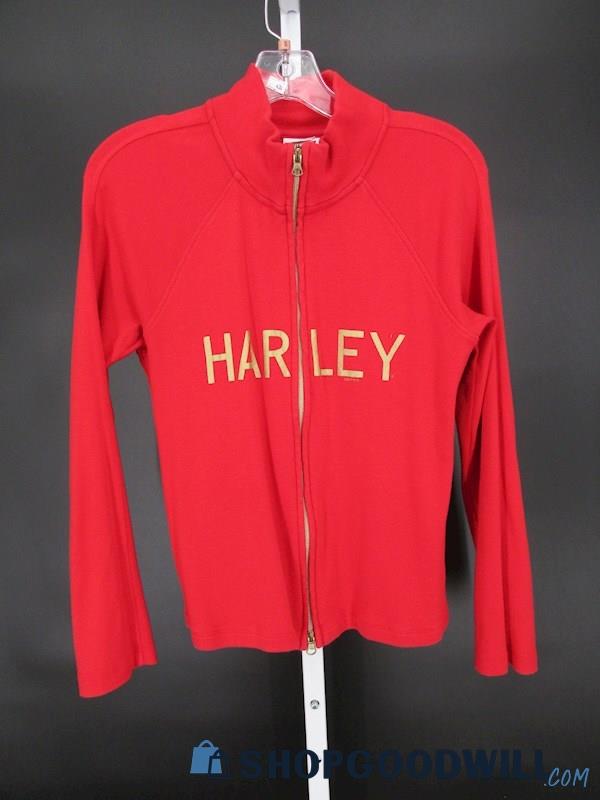 Harley-Davidson Women's Red High Neck Full Double Zip Sweatshirt SZ S