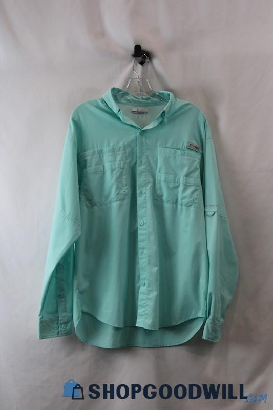 Columbia Men's Teal Fishing Long Sleeve Shirt SZ M