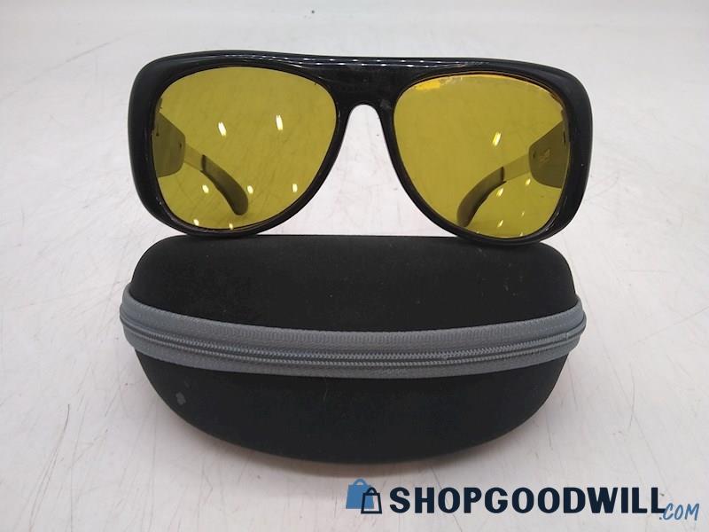 Unbranded Vintage Men's Black Plastic/ Silver Metal Square Frame Sunglasses