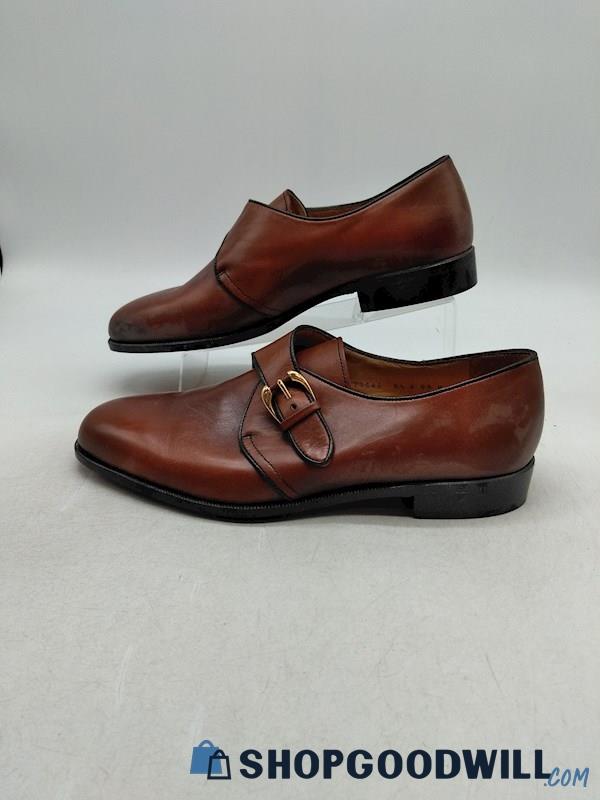 Bally Men's Brown Leather Monk Strap Slip On Dress Shoes SZ 8.5