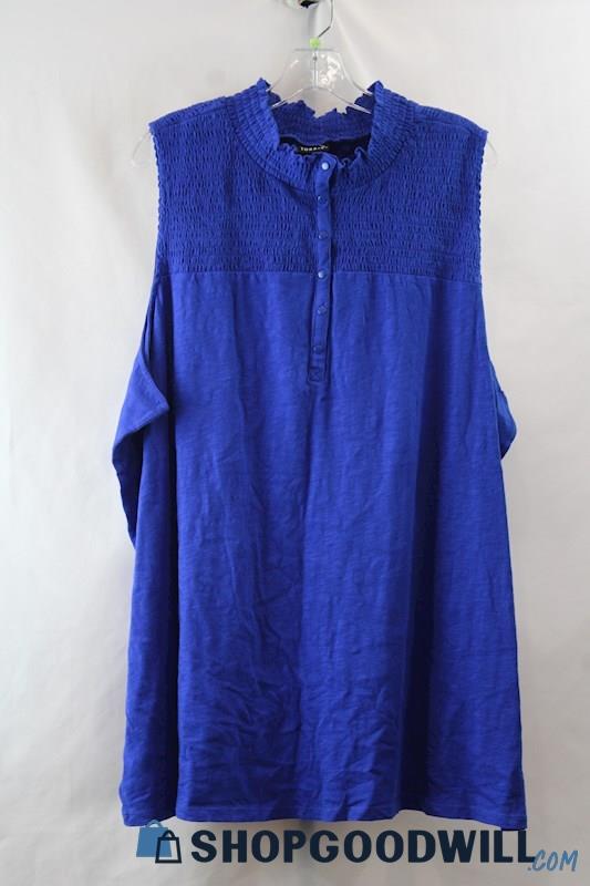 NWT Torrid Women's Royal Blue Smock Henley Tank Top SZ 5/5X