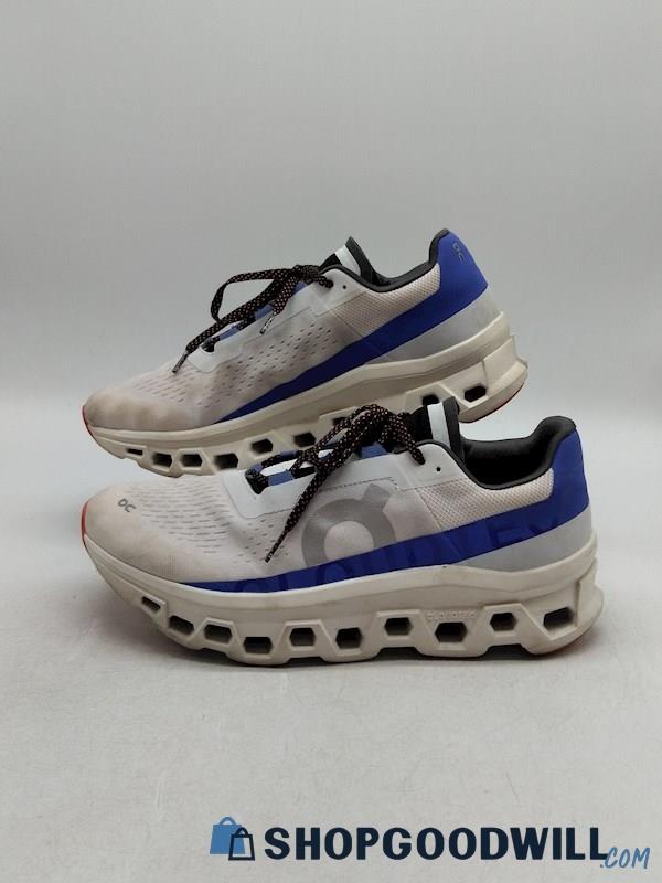 On Running Cloudmonster Women's White/Blue Running Shoes SZ 11.5