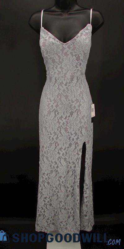 Radiante Couture Juniors Lavender Lace Glitter Cage Back Formal Gown SZ 7