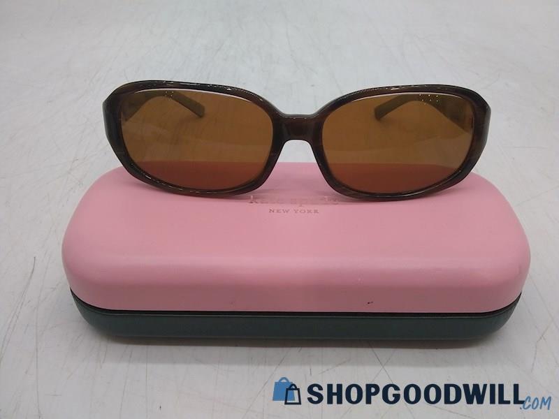 Kate Spade Women's Brown Pattern Plastic Square Frame Prescription Sunglasses 