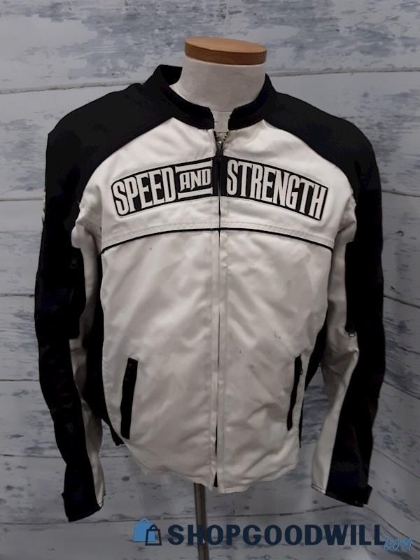 Speed Strength White/Black Moto Jacket - Size XL 