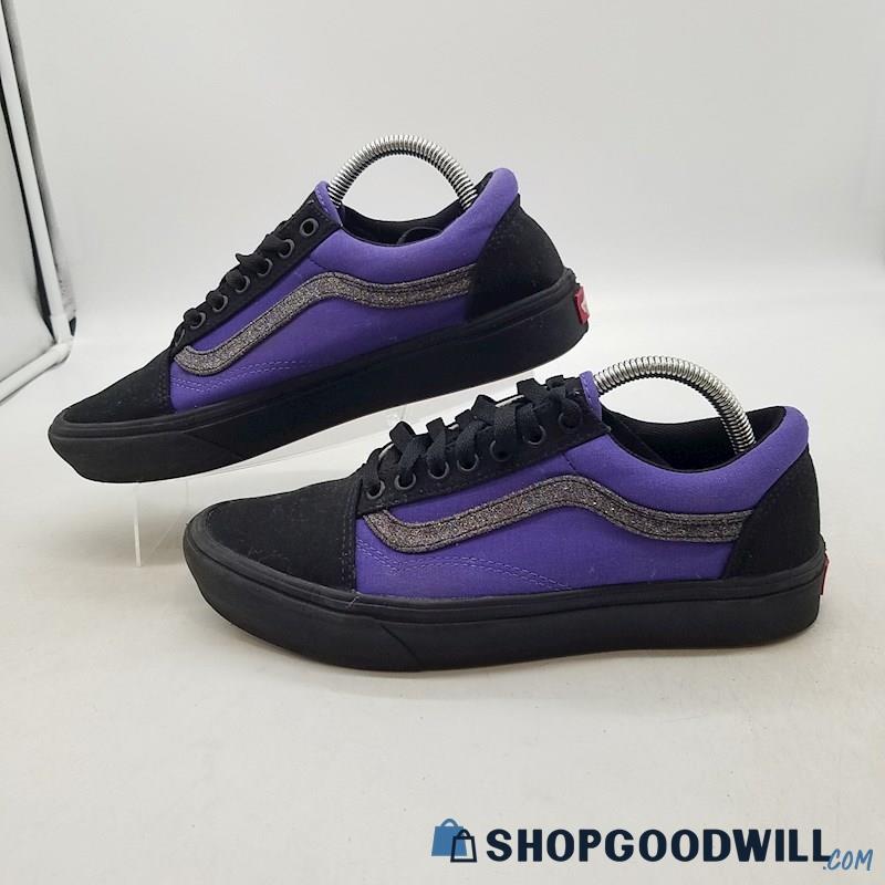 Vans Women's Old Skool Comfy Cush Custom Black/Purple Canvas Sneakers Sz 8.5