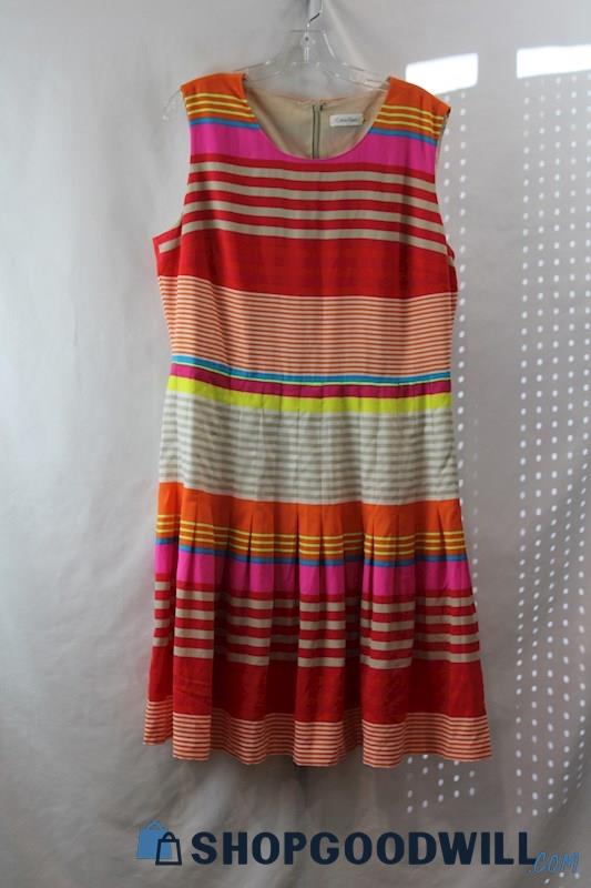 Calvin Klein Women's Multicolor Striped Sleeveless Pleated Dress sz 6