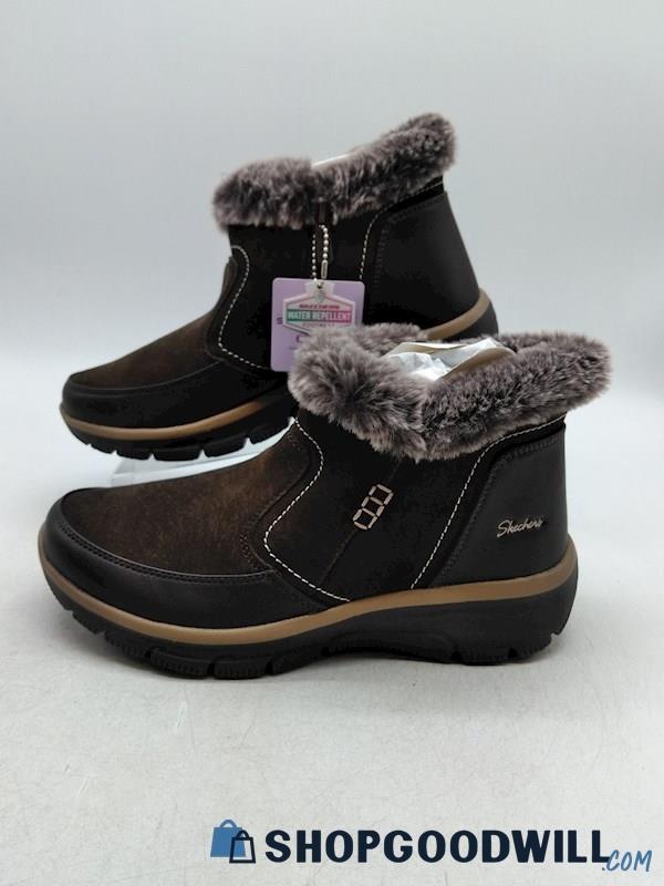 Skechers Women's Dark Brown Easy Going-Zip It Ankle Bootie SZ 9