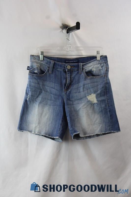 Rock & Republic Women's Light Blue Raw Hem Denim Short SZ 8