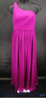 Vera Wang Women's Fuchsia Purple One Shoulder Thigh Slit Formal Gown SZ 10