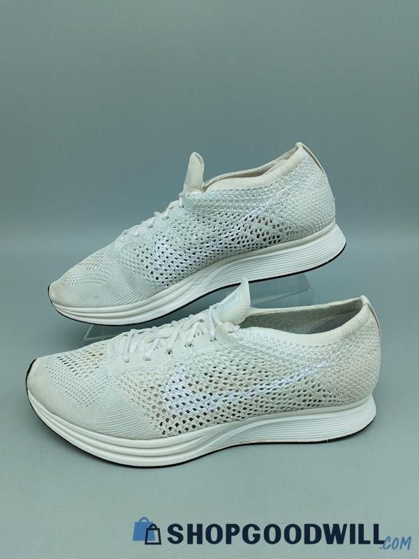 Nike Men's Flyknit Racer 'Triple White' Athletic Sneakers SZ 9.5