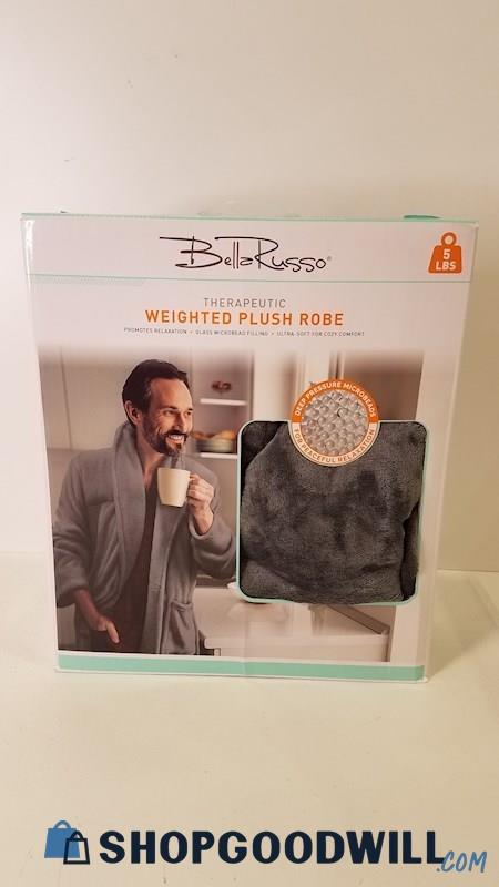 Bella Russo Plush Robe Therapeutic Weighted Grey Adult 5lb 100% Polyester w/Box