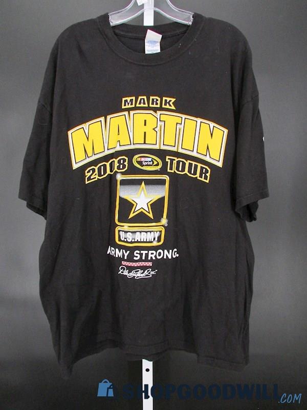 Nascar Mark Martin 8 Tour 2008 Men's Black Short Sleeve T-Shirt SZ 2XL