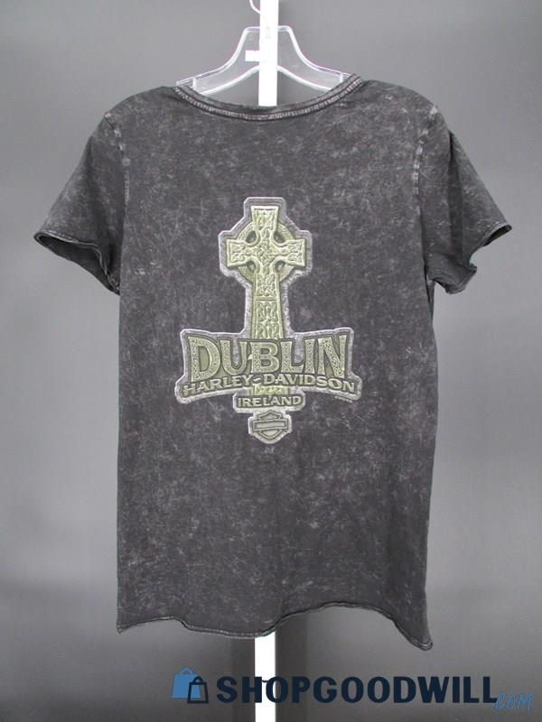 Harley-Davidson #Find Your Freedom Ireland Women's Black V-Neck SS T-Shirt SZ L