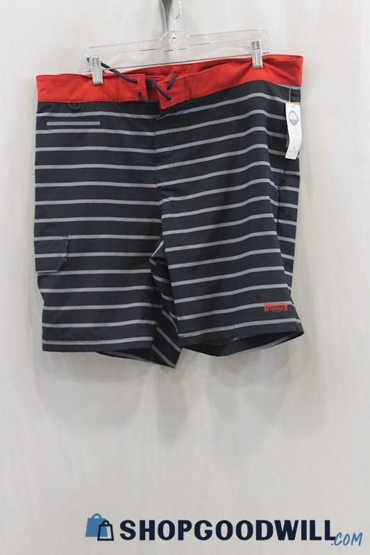 NWT Duluth Trading Men's Black/Red Swim Shorts sz 36