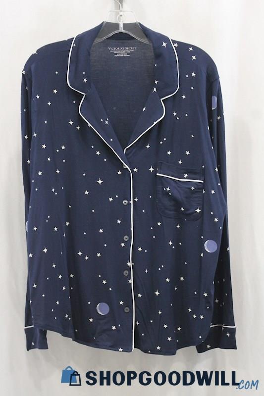 Victoria's Secret Women's Navy Gold Stars Sleep Top Sz L