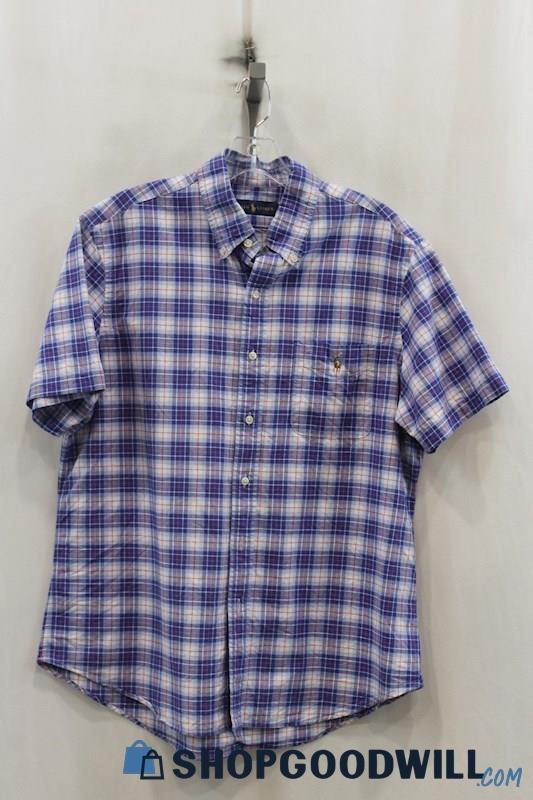 Ralph Lauren Men's Blue Button Up Shirt sz L