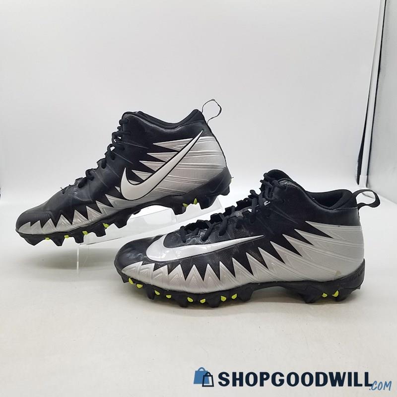 Nike Men's Alpha Menace Shark Black/Silver Synthetic Football Cleats Sz 13