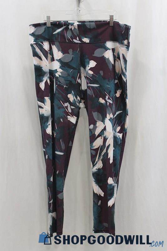 Fabletics Women's Plum Floral Athletic Pants Sz 3X