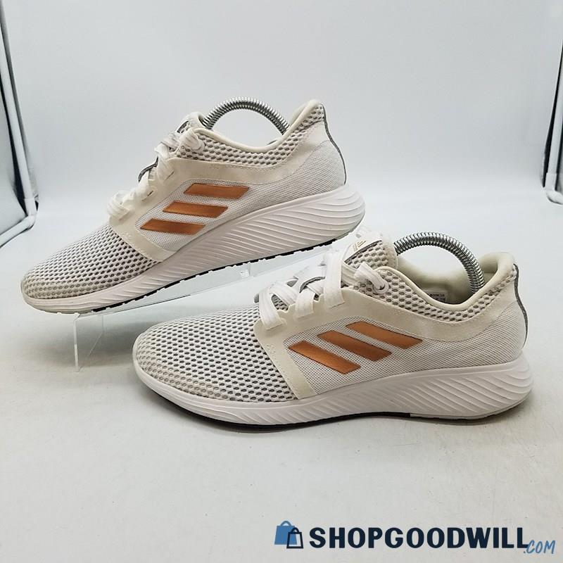 Adidas Women's Edge Lux 3 White/Gold Mesh Running Shoes Sz 9.5