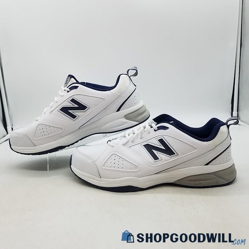 New Balance Men's 623 V3 White/Navy Blue Leather Sneakers Sz 14