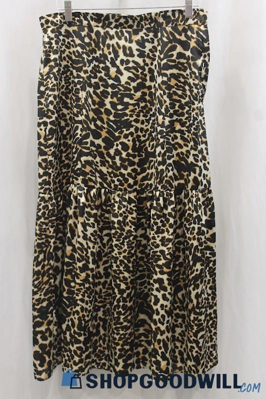 NWT Top Shop Women's Brown Leopard Print Maxi Skirt Sz 10