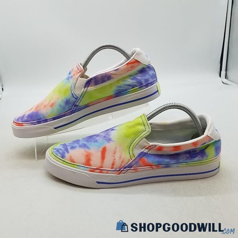 Nike Women's Court Legacy Print Tie-Dye Multicolor Canvas Slip On Sneakers Sz 10