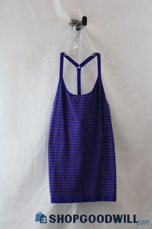 Athleta Women's Blue/Purple Striped built in bra Tank top SZ M