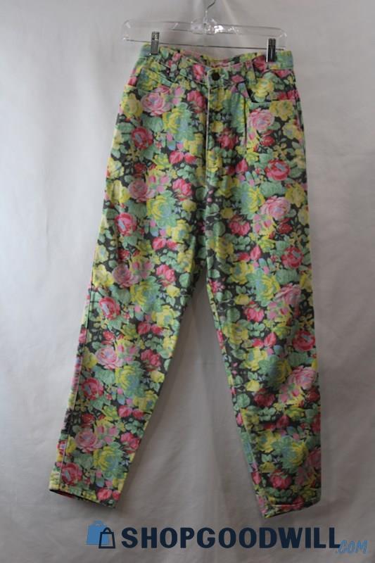 Jack Mulqueen Women's Sage/Pink Floral Slim Tapered Jeans sz 9