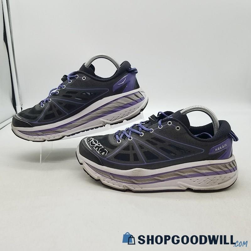 Hoka One One Women's Stinson Lite Black/Purple Mesh Running Shoes Sz 8.5