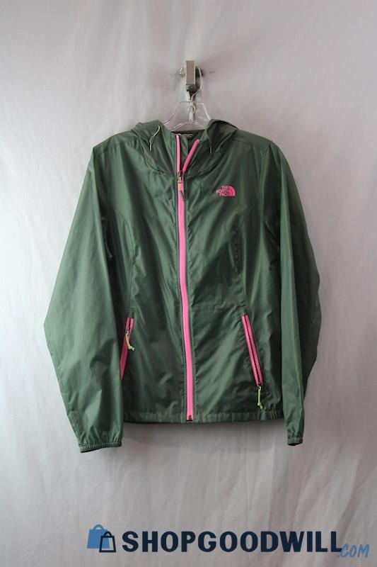 The North Face Women's Green/Pink Full Zip Rain Jacket sz M