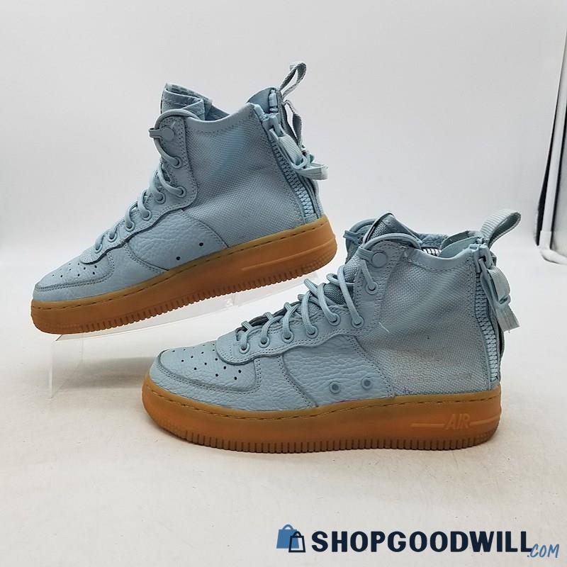 Nike Boy's SF Air Force 1 Mid GS Ocean Bliss Blue Leather/Nylon Sneakers Sz 4