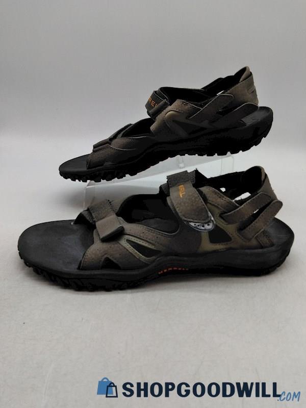 Merrell Men's Gray Leather with Hook and Loop Strap Sandals SZ 12