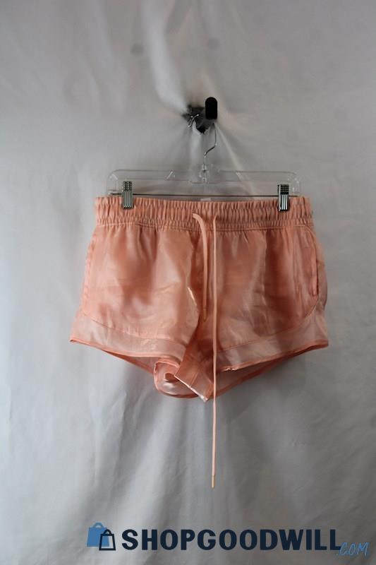 Marika Women's Pink Shiny Mesh Trim Running Shorts sz M