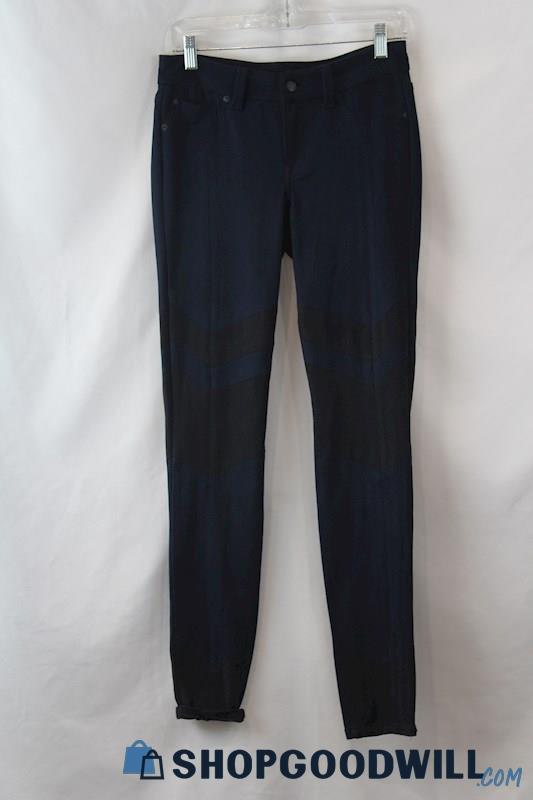 Level 99 Women's Navy/Black Patterned Soft Texture Skinny Ankle Pants sz 27