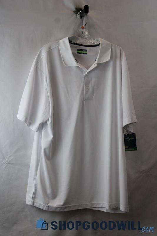 NWT Ben Hogan Men's White Striped Short Sleeve Active Polo Shirt sz 2XL