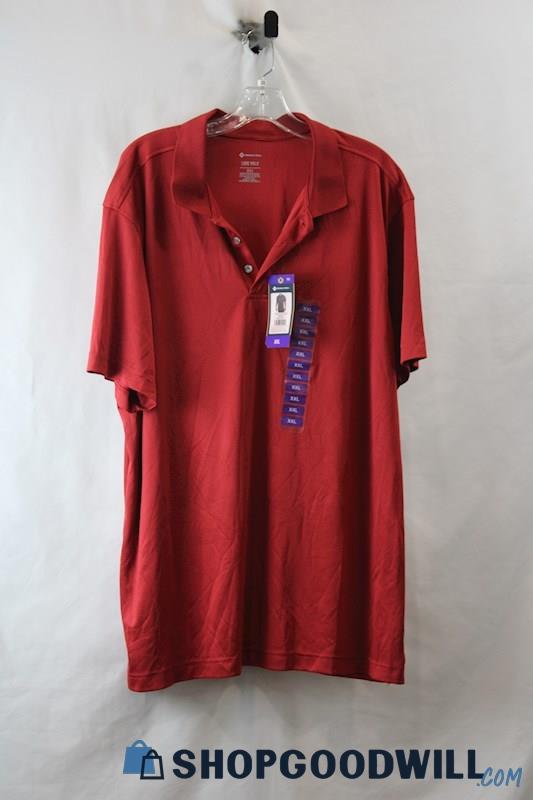 NWT Members Mark Men's Red Vented Short Sleeve Active Polo Shirt SZ XXL