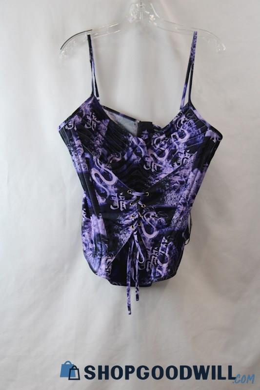 NWT Pretty Little Thing Women's Purple/Black Corset Fashion Tank Top sz 14