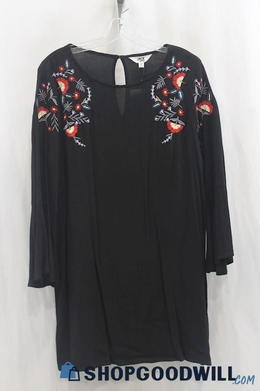 NWT BB Dakota Womens Black Embroidered Shift Dress Sz M