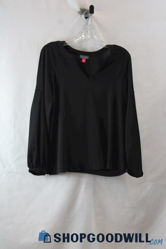 NWT Vince Camuto Women's Black Gauze V Notch Neck Long Sleeve Top sz XS