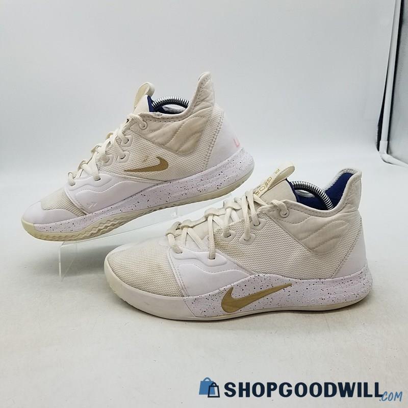 Nike Men's PG 3 'USA' White Mesh Basketball Sneakers Sz 8