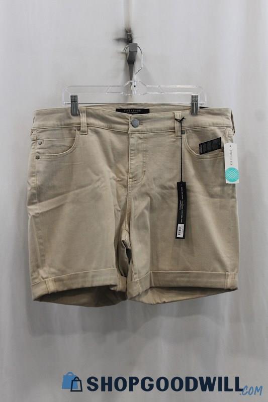 NWT Liverpool Womens Mocha Brown Cuffed Bermuda Shorts Sz 16W