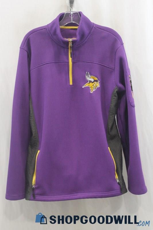 NFL MN Vikings Mens Purple/Gray 1/4 Zip Sweater Sz M